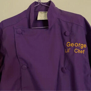 Chefskins size 3 kids purple chef jacket George Lil’ Chef embroidery costume